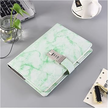 Password Notebook Marble Texture 100 Sheets Personal Diary with Lock Code Thick Notepad Leather Office School Supplies Gift Color D