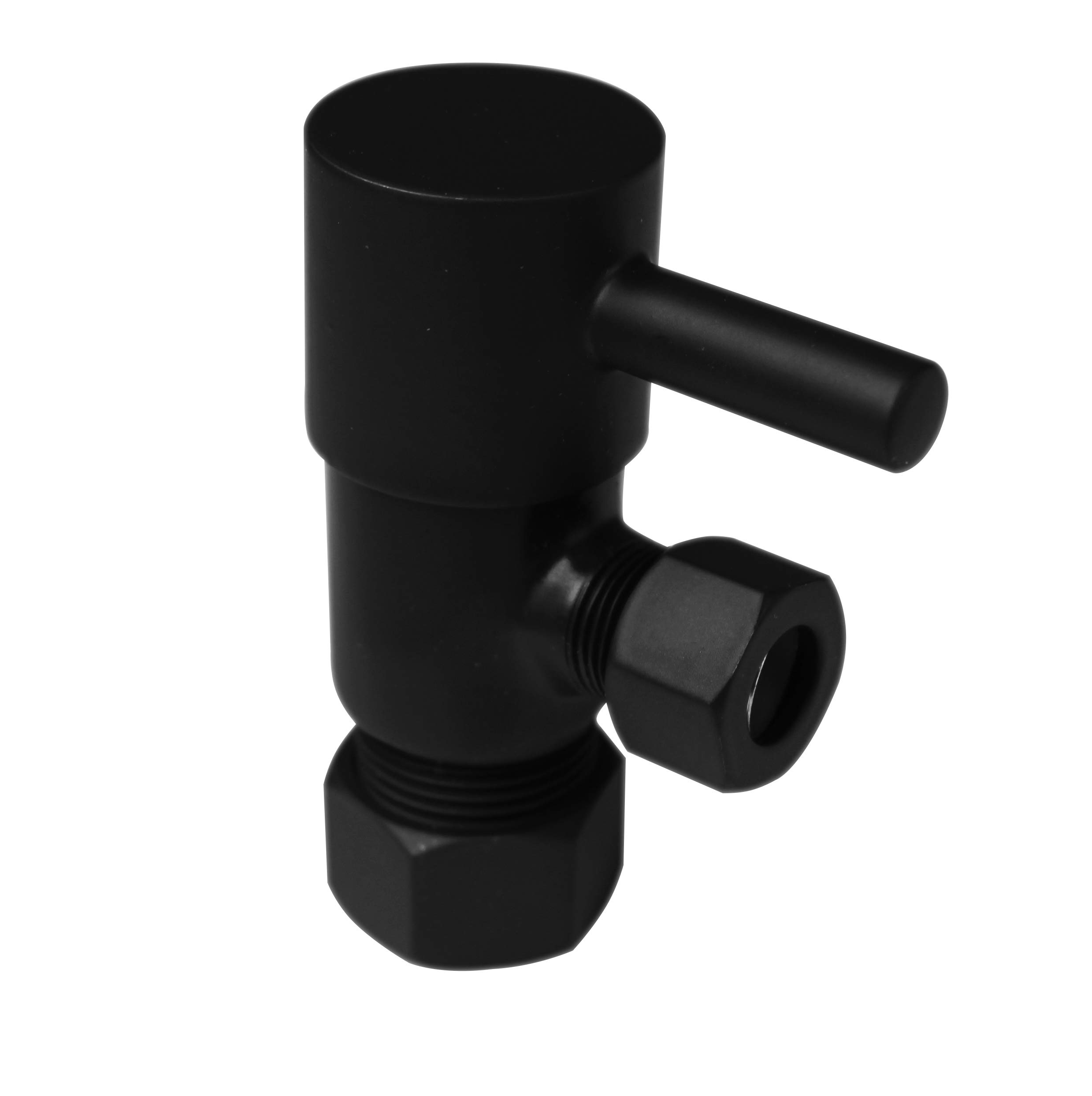 Westbrass D105QR-62 - Tope redondo de ángulo de 1/4 de giro 1/2 cobre x 3/8 comp, negro mate