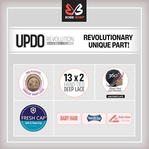 Miniatura 2 de BOBBI BOSS Bobbi Boss MLF417 EMILIA Peluca de cabello sintético 360 13x2 Updo Revolution - MLF417 EMILIA, peluca de pelo largo rizado, pelucas de