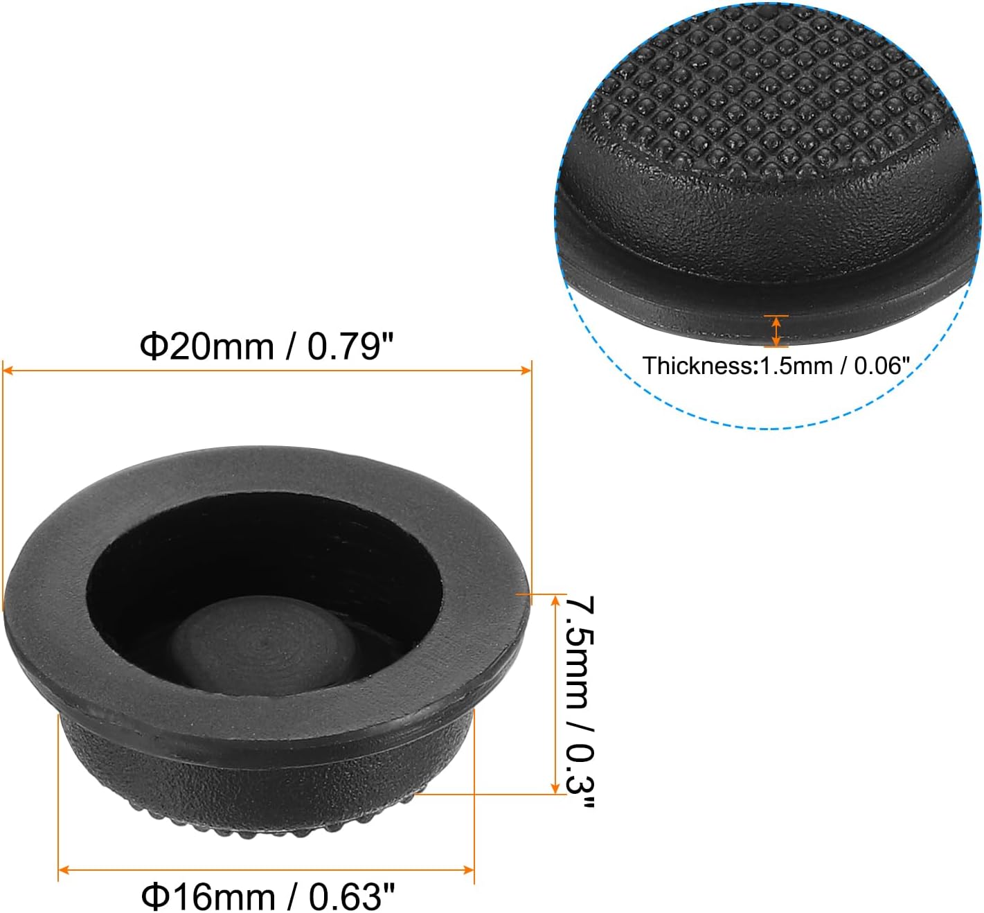 PATIKIL 0.63" LED Flashlight Switch Cap, 10 Pcs Silicone Soft Boot Cover for Push Button Switch Electric Torch Handheld Flashlights DIY Project, Black