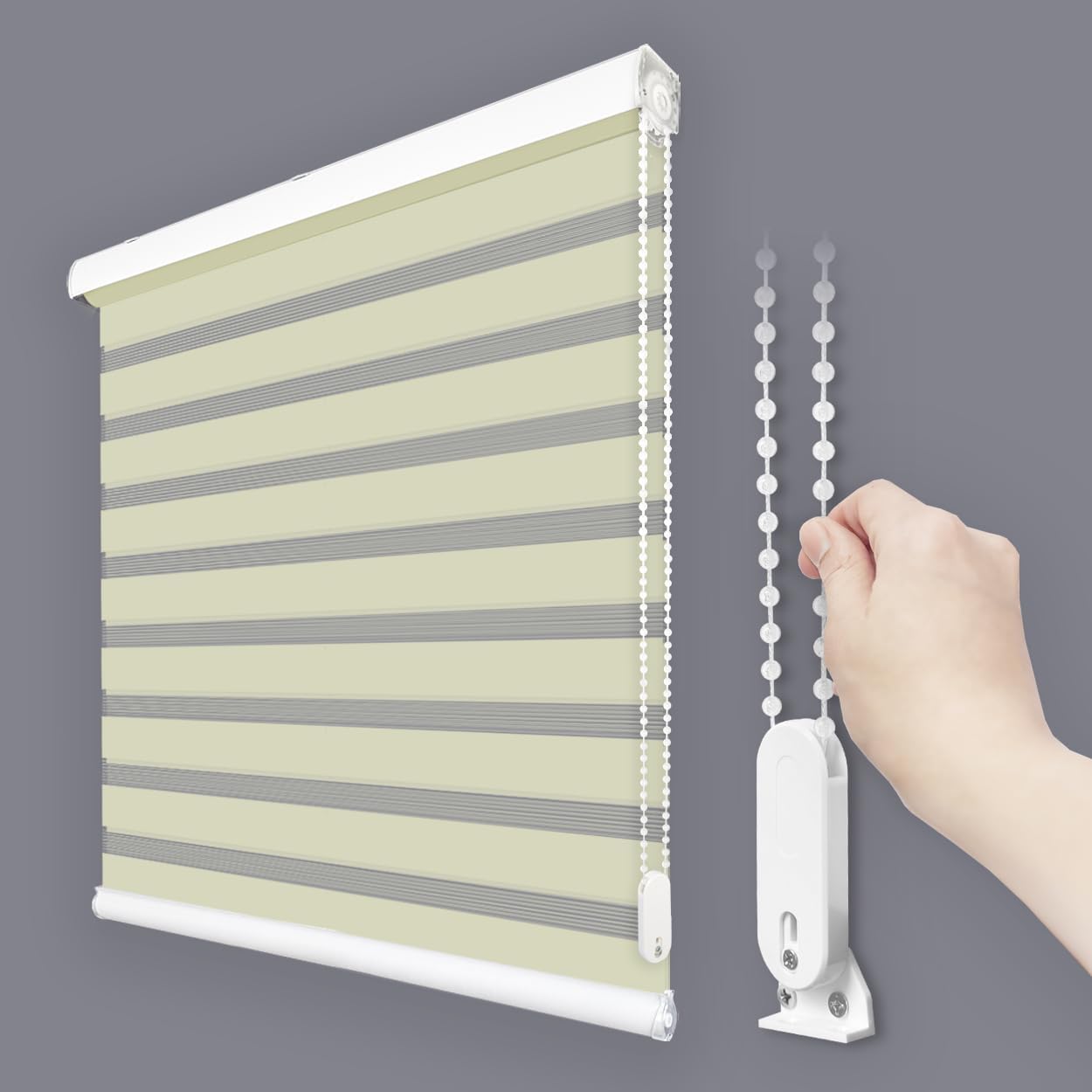 Foiresoft Custom Zebra Blinds for Windows, Light Filtering Day Night Dual Layer Roller Shades for Home & Office, Adjustable Privacy, Polyester, Made to Order for Inside or Outside Mount