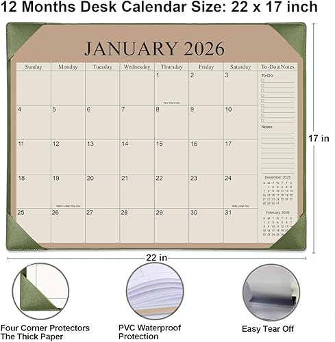 Miniatura 3 de Calendario de escritorio 2025-2026 con alfombrilla de escritorio, calendario grande de octubre de 2025 a diciembre de 2026, calendario de escritorio