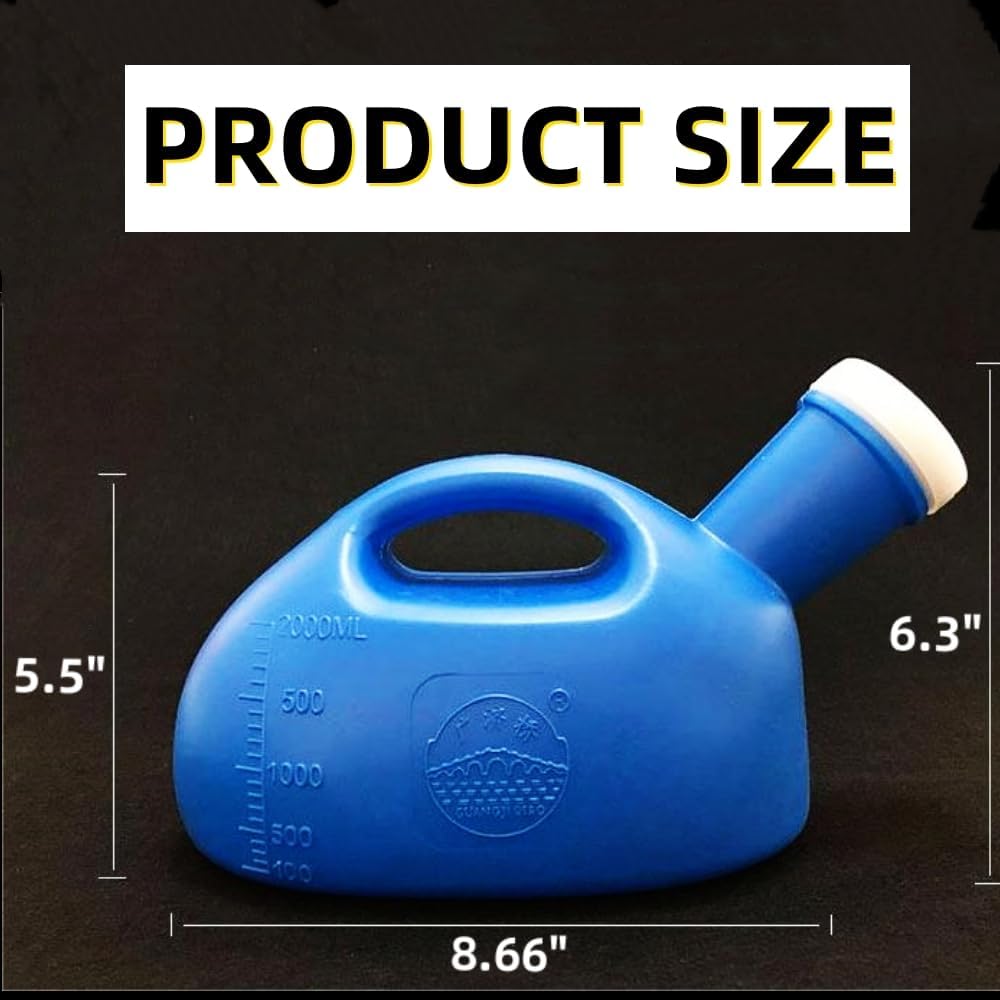 Urinals for Men,YUMSUM Men's 2000ML Portable Potty with Tube (Blue) | Male Bed Urinal Pee Bottle Collector, 68oz Capacity,Reusable Thicken,for Hospital Camping Car Travel Home
