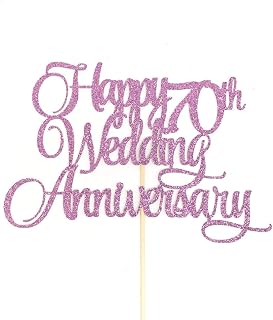 Atelier Elegance Happy 70th Wedding Anniversary Cake Topper, 70th Anniversary Party, 70th Year Marriage