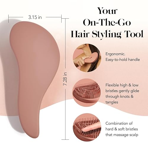 Miniatura 2 de Kitsch Cepillo desenredante  Cepillo suave para cabello rizado con cerdas flexibles para todo tipo de cabello  húmedo o seco  Cepillos desenredantes