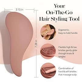 Kitsch Detangler Brush - Gentle Curly Hair Brush with Flexible Bristles for All Hair Types - Wet or Dry | Detangling Hair Brushes for Women & Men, Adults & Kids - Terracotta