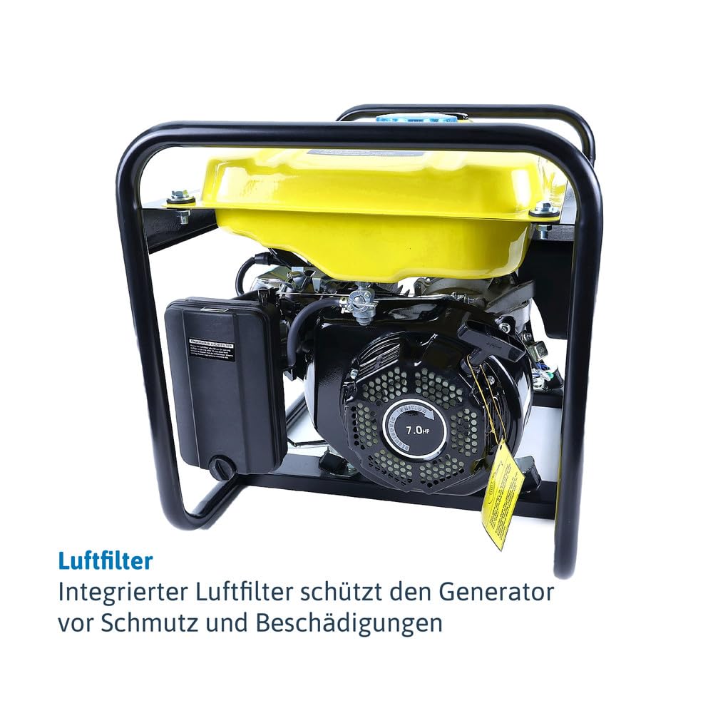 Dönges Stromerzeuger Benzin leise 2200 Watt, Notstromaggregat mit 2 x 230V Steckdosen, 11h Betriebszeit, Stromgenerator 15L Tank für Outdoor, Camping, Garten, Heimwerken zur mobilen Stromversorgung