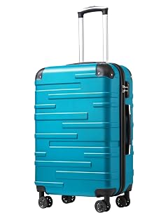 Coolife Hardside Carry-On Luggage with TSA Lock Spinner Wheels Telescopic Handle Lightweight Suitcase Lake Blue S 20in carry
