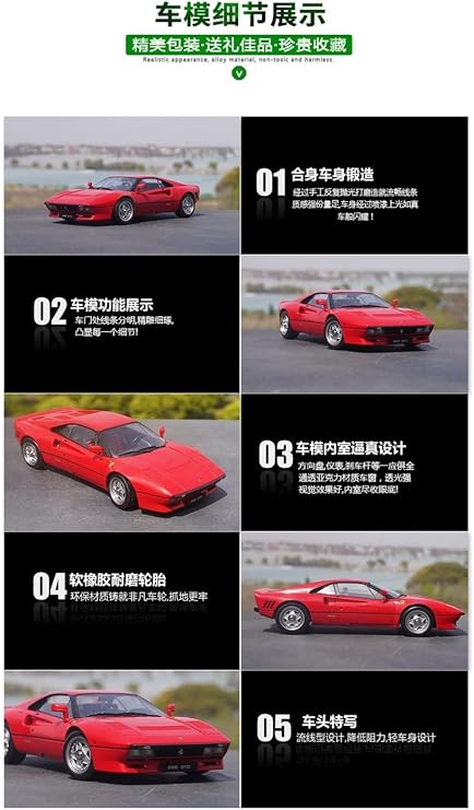 Scale Finished Model Car 1:18 For Ferrari 288 Gto Miniature Simulation Car Die-cast Alloy Replica Model Collect Toy Miniature Replica Car