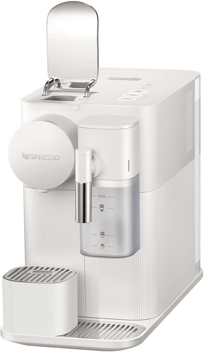 Nespresso Lattissima One Original Espresso Machine with Milk Frother by De'Longhi, Silky White | Porcelain white original espresso machine by De'Longhi. One touch cappuccinos and lattes, dishwasher safe milk tank.
