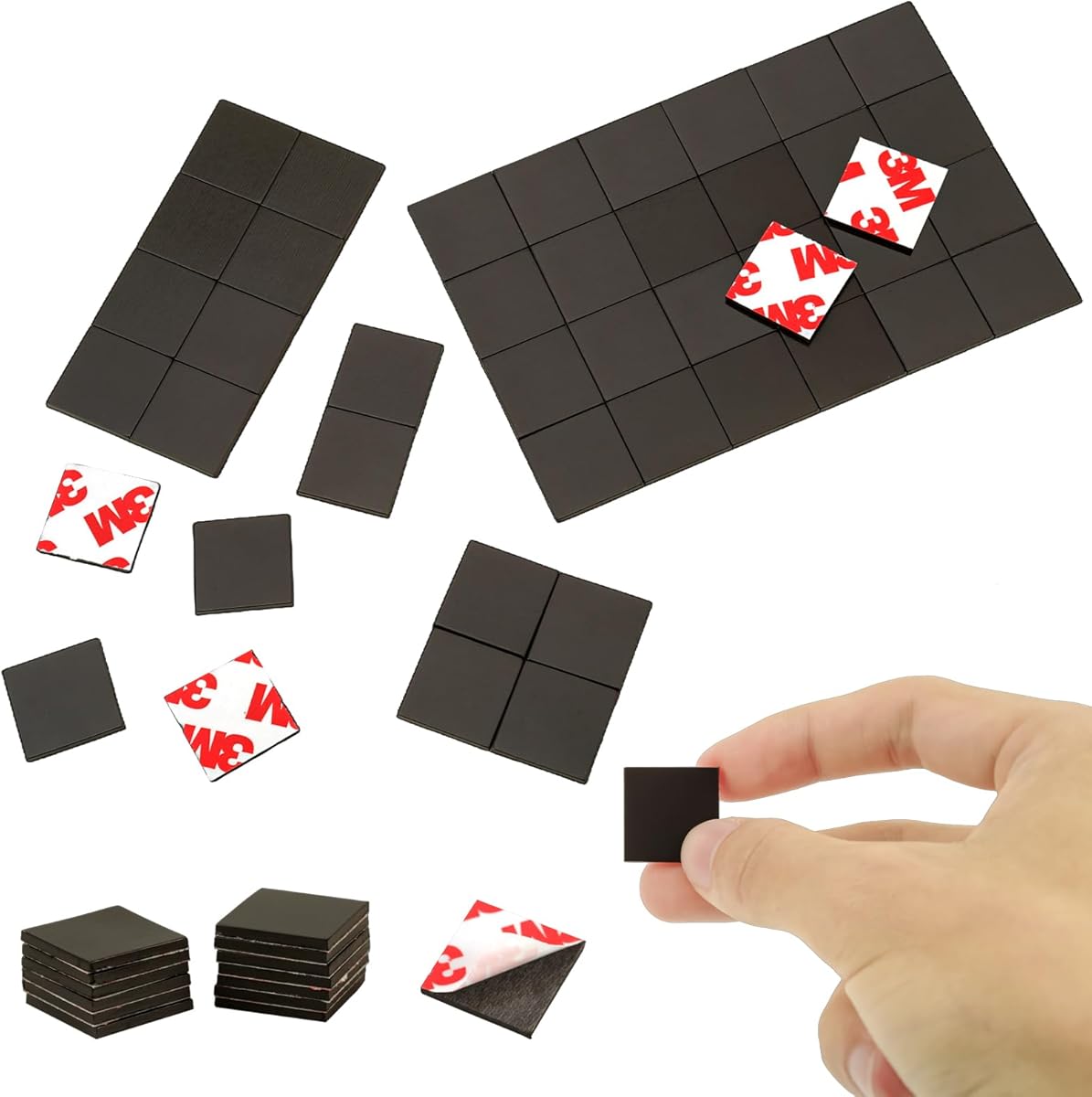 Magnetic Squares with 3M Adhesive Backing(144PCS Each 3/4" x 3/4"),Self Sticky Pre-Cut Magnet Tape Strip for Toldder Family Activities,Peel and Stick for Cards/Picture/Poster (80mil Magnet)