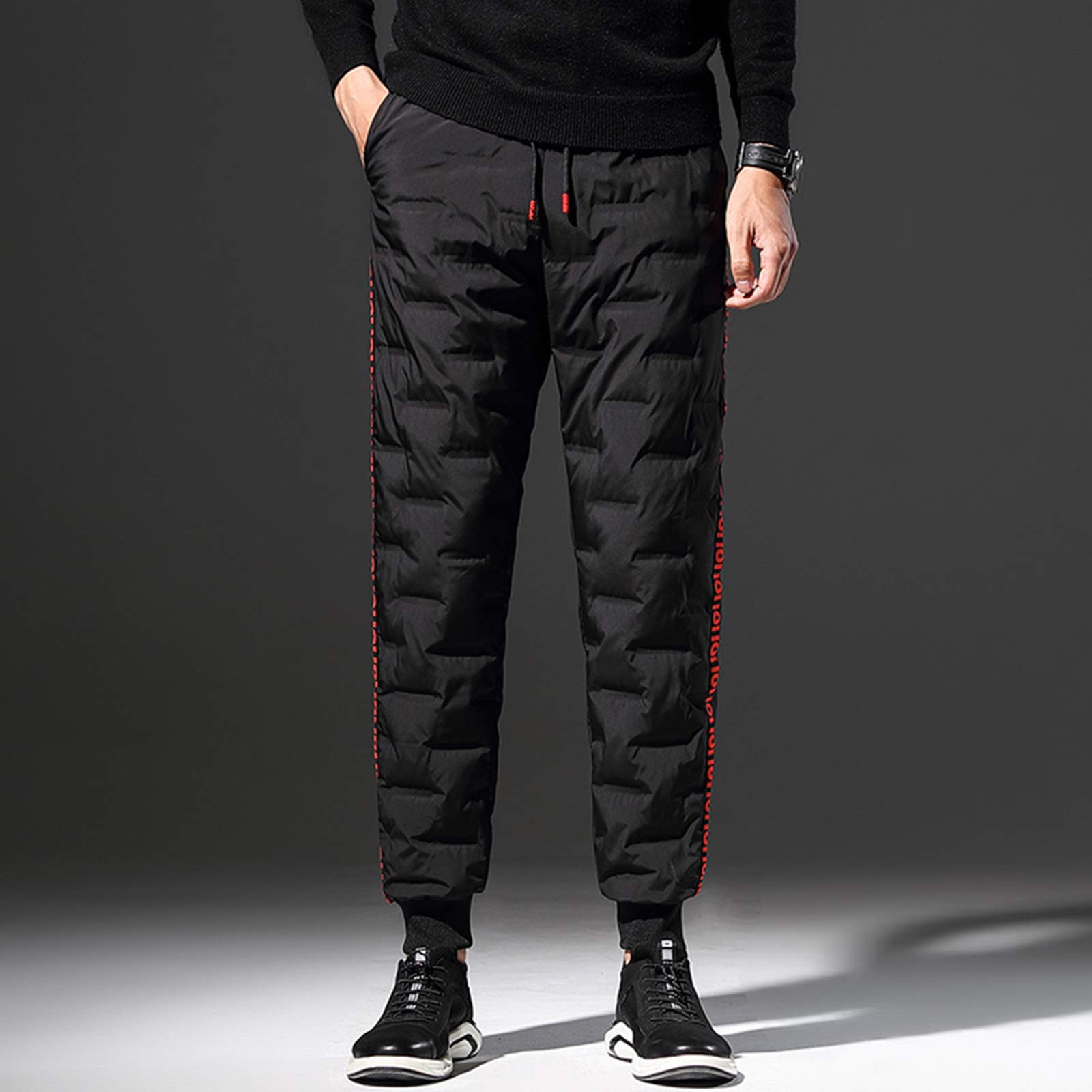Uomo Pantaloni da Neve in Piumino D'Anatra Caldo Invernale Pantaloni Outdoor Resistenti all'Acqua con Tasche con Cerniera