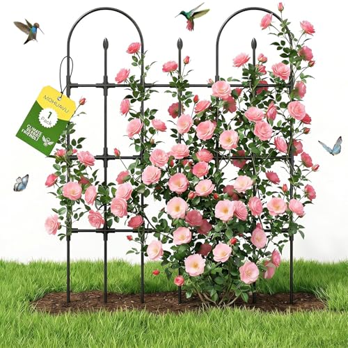 120 x97cm Rankgitter Metall,Garten Spalier Rankgitter，Rankhilfe für Kletterpflanzen,dekorative Gartenzaun Metallzaun Gartenspalier Rankspalier für Blumen Gemüse, Gartendeko Schwarz