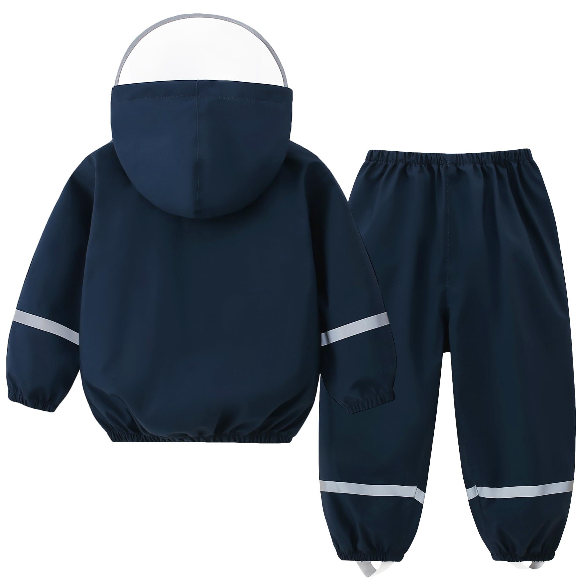 Fewlby Enfant Combinaison Imperméables, Veste de Pluie + Pantalon Imperméable 2PCS Ensembles, Filles Garçons Manteaux Imperméables Pantalon de Pluie Réutilisables Vêtements de Pluie