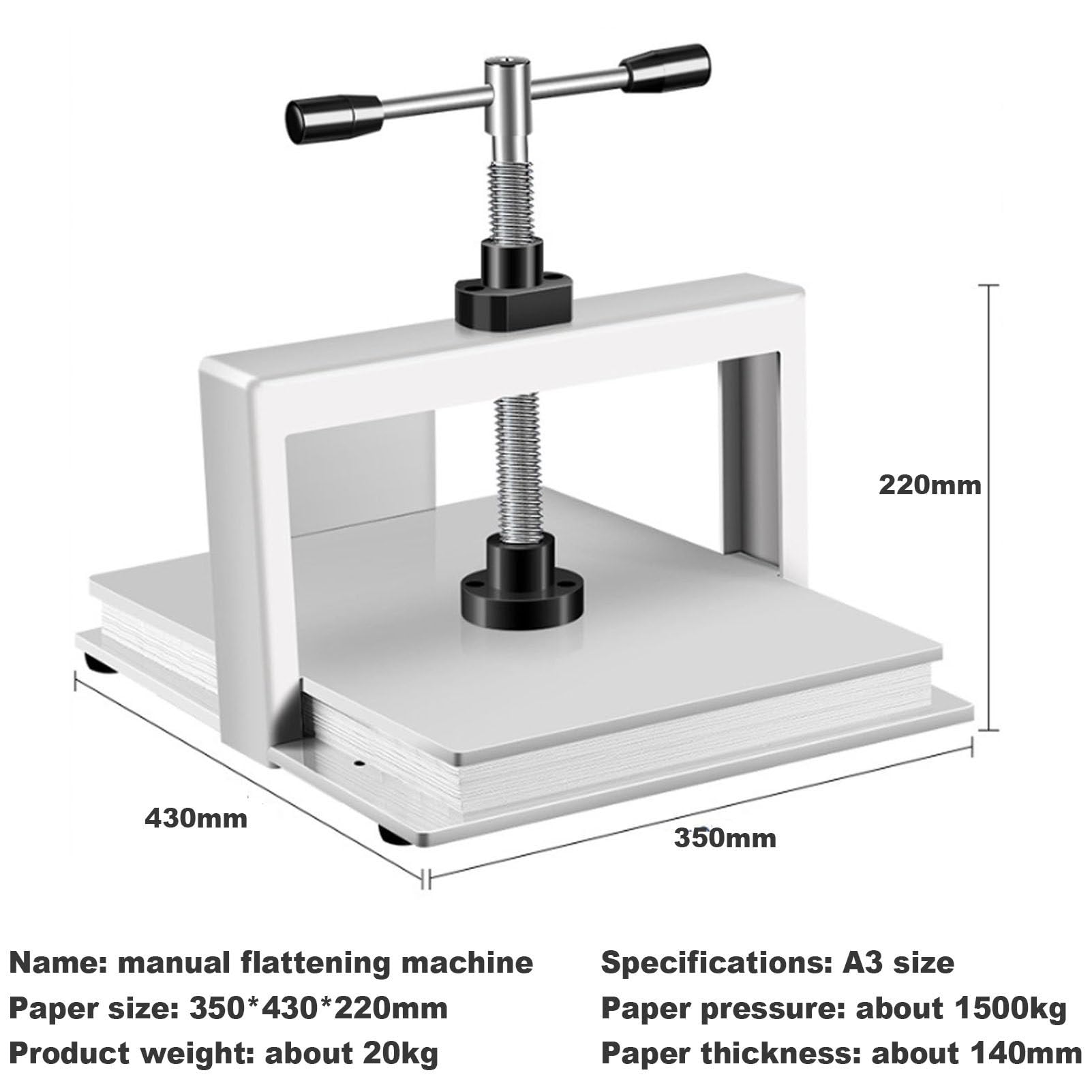 A3 máquina de Prensa de Papel Manual de Papel Plano para el recibo de Papel de álbum de tamaño A3 Pesado encuadernadora de Libros de Acero de Prensa de Tornillo de fabricación de Papel