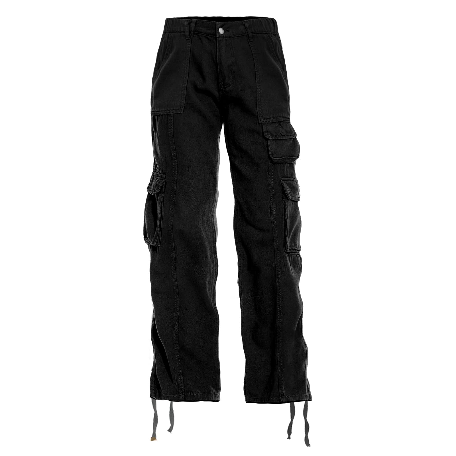 Women's Hiking Cargo Pants Joggers Cotton Casual Military Army Combat Work Pants with 7 Pockets Large Black-n