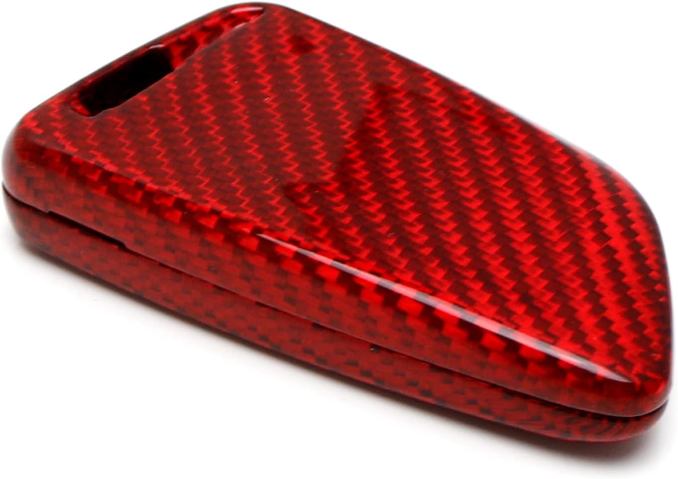 iJDMTOY Real/Genuine Gloss Red Carbon Fiber Key Fob Shell Cover, Compatible With BMW X1 X4 X5 X6, 5 Series, 7 Series Smart Key Fob