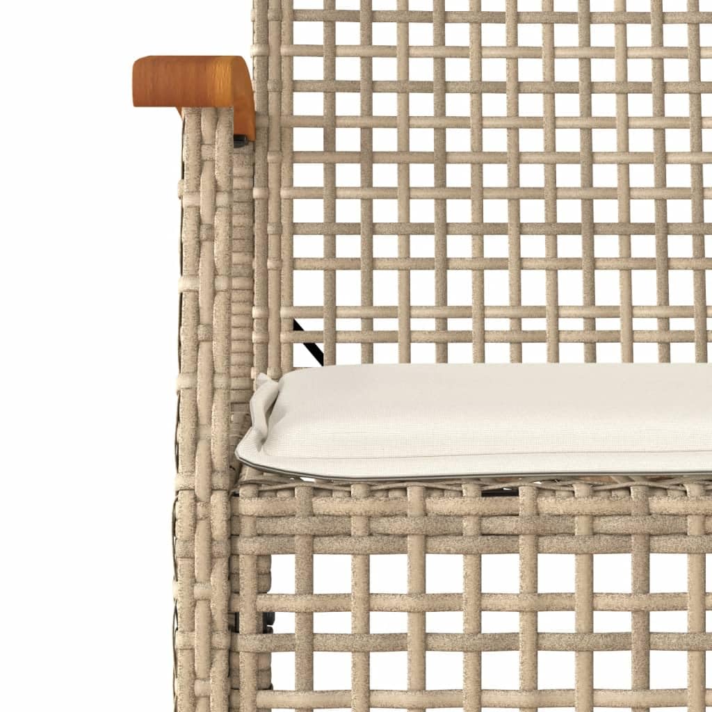 5-częściowy zestaw mebli ogrodowych z poduszkami, beżowy polirattan, zestaw mebli outdoorowych na taras, balkon, do ogrodu, solidne wzornictwo, łatwy w pielęgnacji