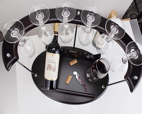 Miniatura 5 de ApttEk Estantes para copas de vino, estante de almacenamiento de vino de pie y encimera, capacidad para 2 botellas de vino y 6 copas de vino para