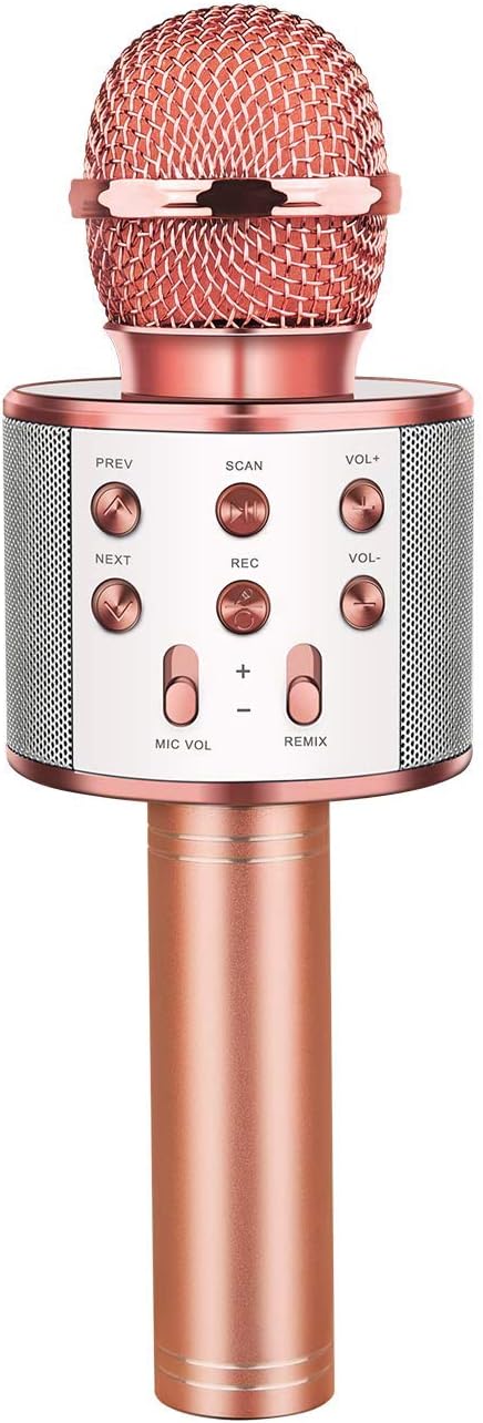 Microphone Karaoké Sans Fil GeschenPark - Bluetooth | Pour Enfants 3-12 Ans | Effets Echo | Cadeau Noël