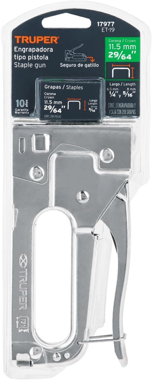 Truper 17977 ET-19 5/16 Staple Gun, 200 Staples, Classic Style