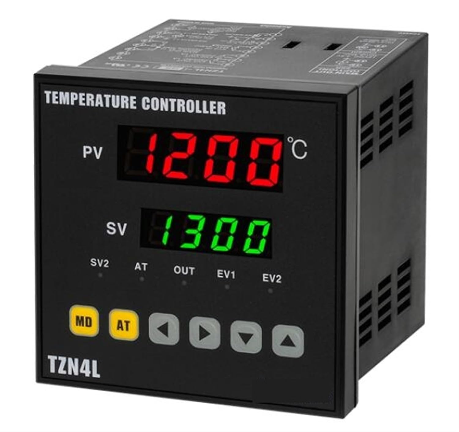 TZN4L-A4R PID Temp Control, 1/4 DIN, Digital, Relay Output, 2 Alarm Outputs, PV Retransmission,100-240 VAC