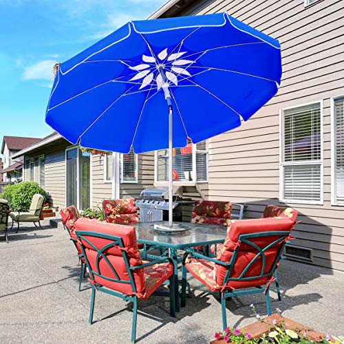 Preisvergleich Produktbild MOVTOTOP Sonnenschirm Balkon UV50+, Marktschirm Gartenschirm Terrassenschirm, Tragbarer Sonnenschutz Sonnenschirm für Balkon Garten Strand Camping(blau-4)