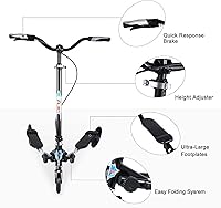 Vista 2 de Patinete plegable de 3 ruedas con mango ajustable para niños, niñas, adultos a partir de 8 años