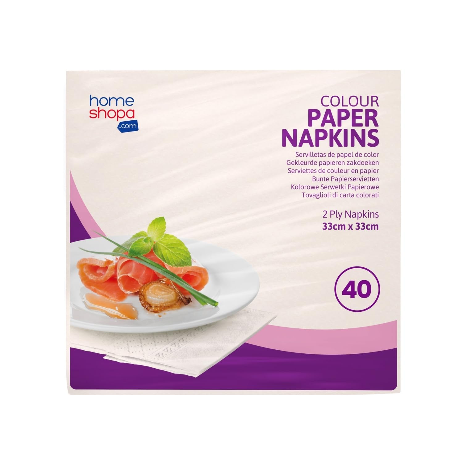 HOMESHOPA Disposable Paper Napkins, Pk 40, Cream 2-Ply 33X33cm Soft & Strong Paper Serviettes for All Occasions, Everyday Tissues for Cleaning Spills Wiping Surfaces Personal Hygiene