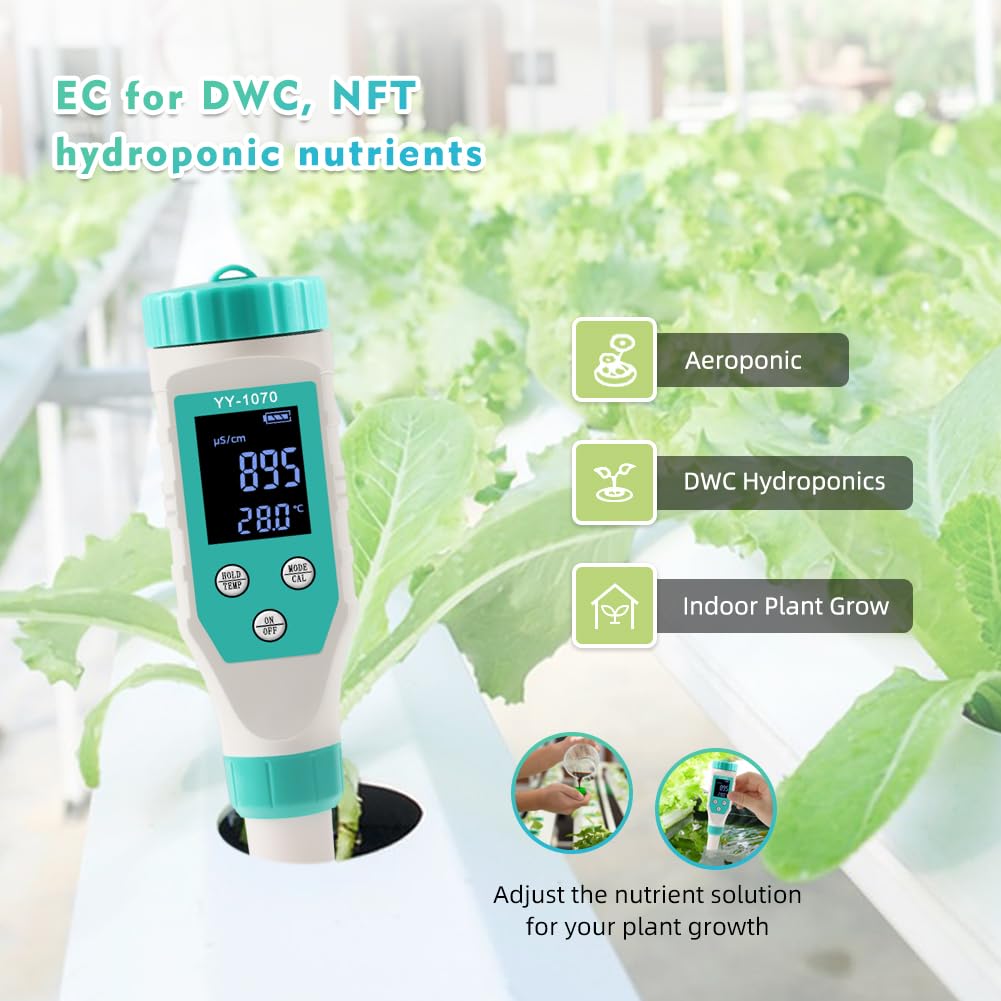 Kavolet Testeur de pH de piscine 7 en 1 - Testeur de qualité de l'eau du chlore, du pH, des solides dissous totaux, du sel, des ORP, des FAC, de la température EC - Pour eau potable, aquariums,