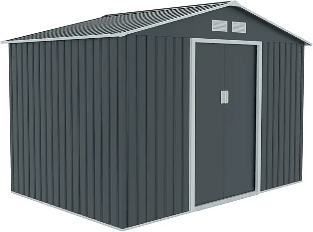 HATTORO S200 XXL Geïsoleerd Tuinhuis met Toilet - Metal Tool Shed 277x191x192cm