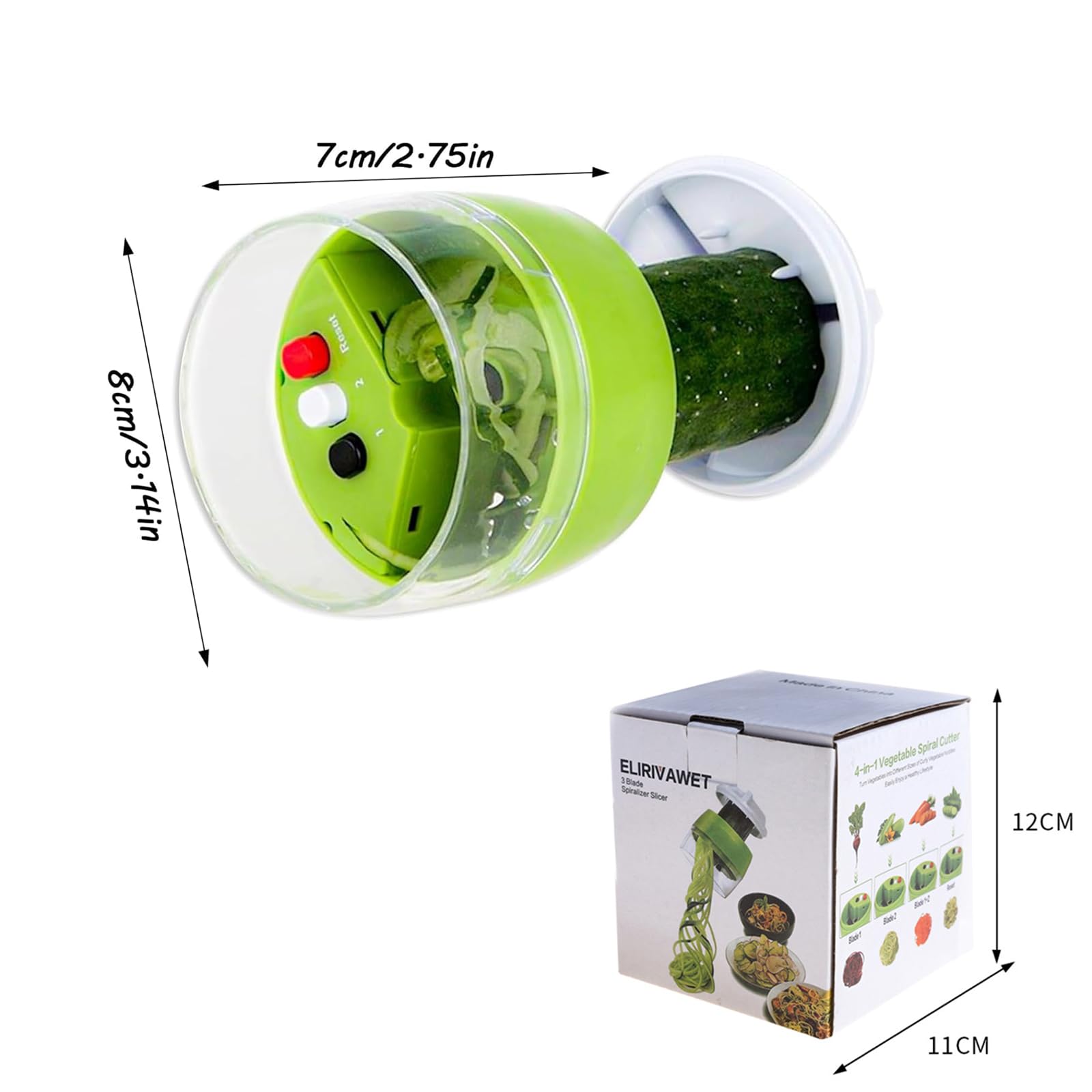 Spiralizzatore Verdure Manuale EHIOG - 4 Lame In 1, Per Zucchine, Carote, Acciaio Inox