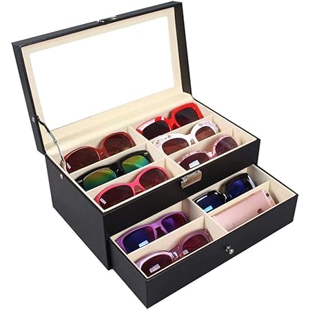 MR Maestro Relojero - Custodia Vetrina Per 8 Occhiali | Organizer Gioielli Da Cassetto | Contenitore Orologi | Organizer Per Anelli, Orologi Uomo Automatici, Occhiali Da Sole Donna, Box Uomo