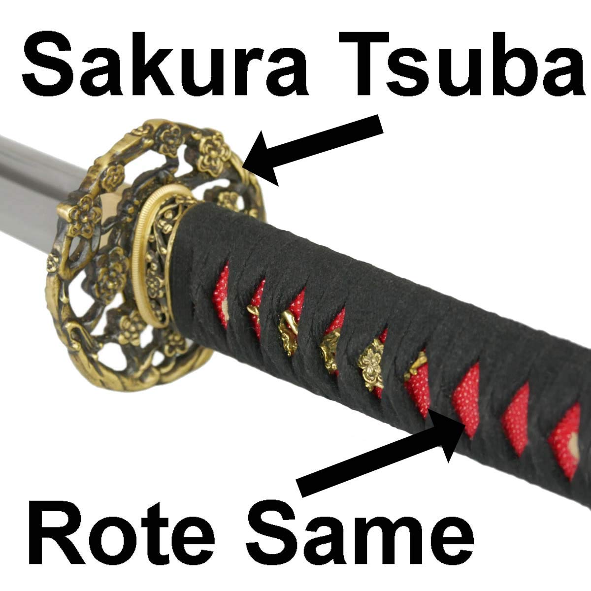 Samuraischwert Sakura Ishime Katana Metall Klinge sehr scharf! | Hochwertiger Kohlenstoffstahl