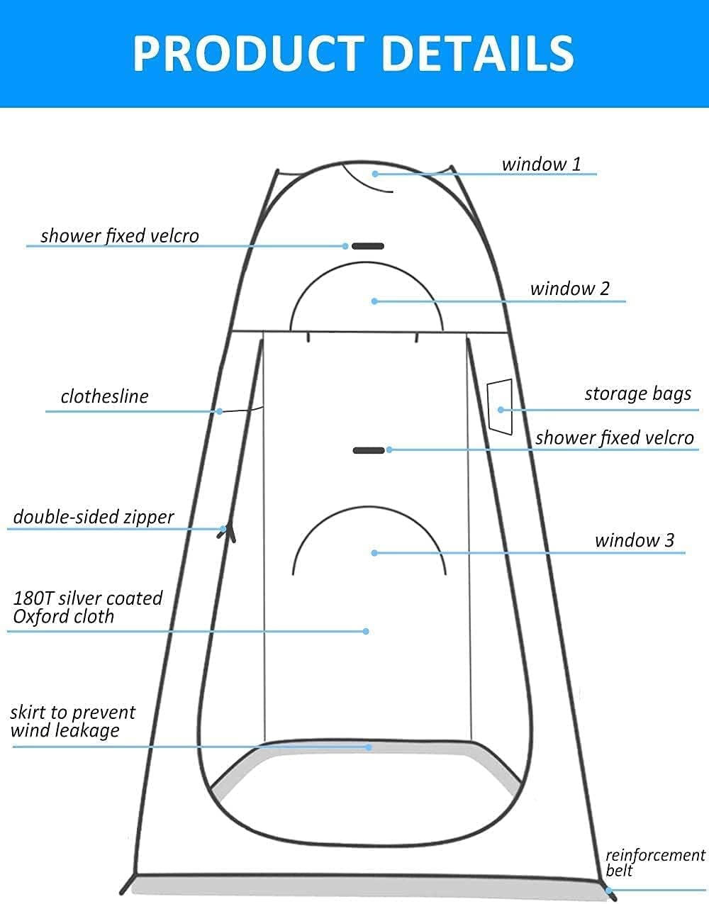 anngrowy Privacy Pop Up Tent Portable Outdoor Camping Bathroom Toilet Changing Dressing Room Privacy Shelters Room for Hiking and Beach Sun Shelter Picnic FishingWaterproof 2 Colors