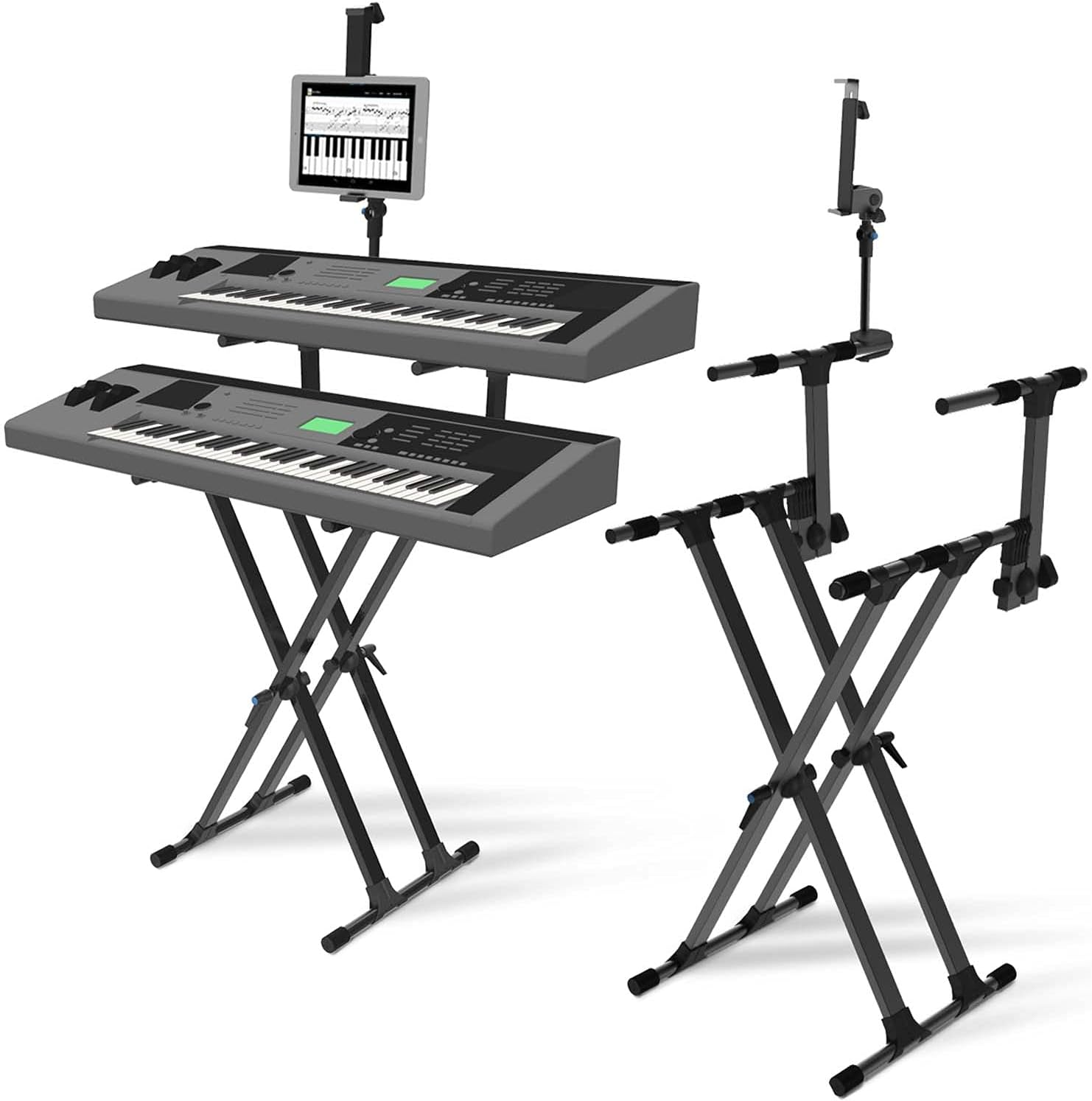 IA Stands ECT12 Adjustable X-Style Dual Keyboard Stand
