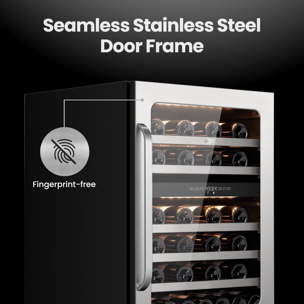Whynter BSR-046DW 24 inch Built-ln 46 Bottle Undercounter Stainless Steel Wine Fridge with Reversible Door, Digital Control, Lock, and Carbon Filter