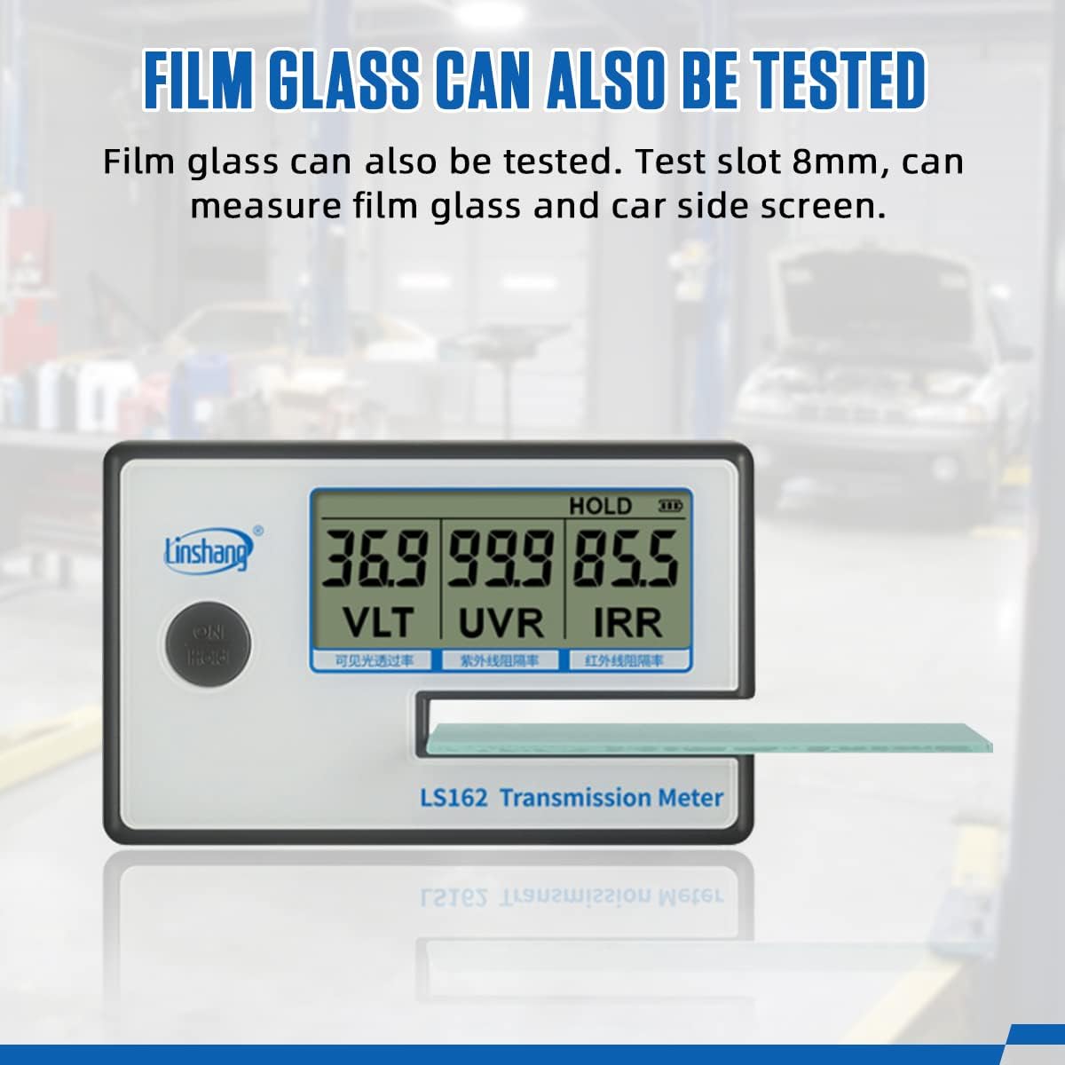 MR CARTOOL Portable Solar Tester Meter, Tint Solar Film Car Transmission Meter Filmed Glass Tester UV IR Rejection Meter Spectrum Tester IR 950nm UV 365nm VR 550nm