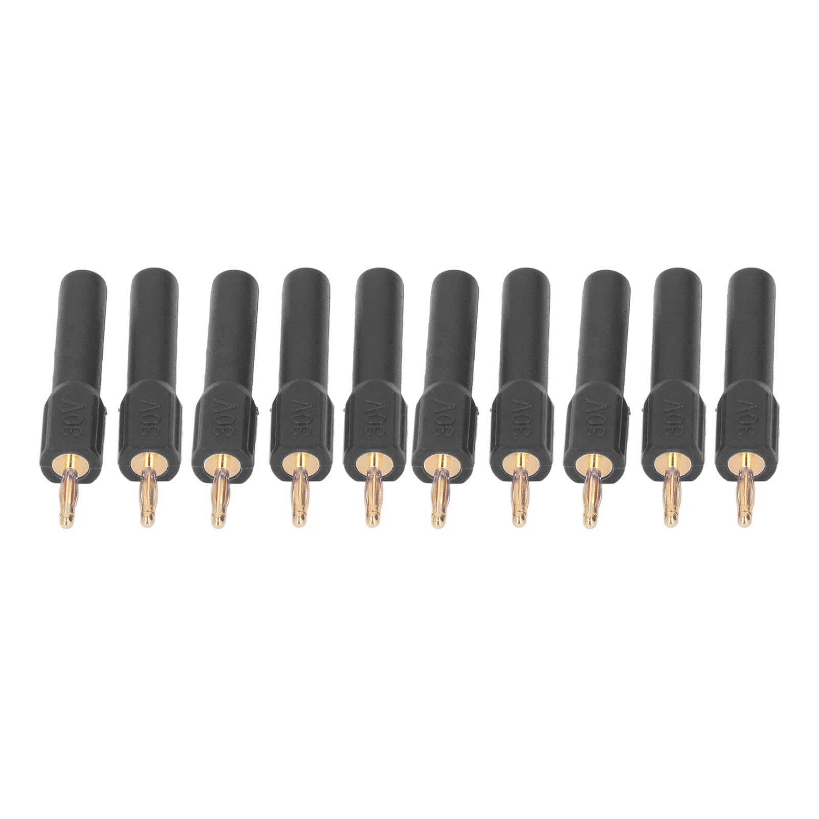 Banana Plugs, Banana Plug Adapter Stable Wearresistant Goldplated Brass 10 Pcs 30V for Industrial Equipment (Black)