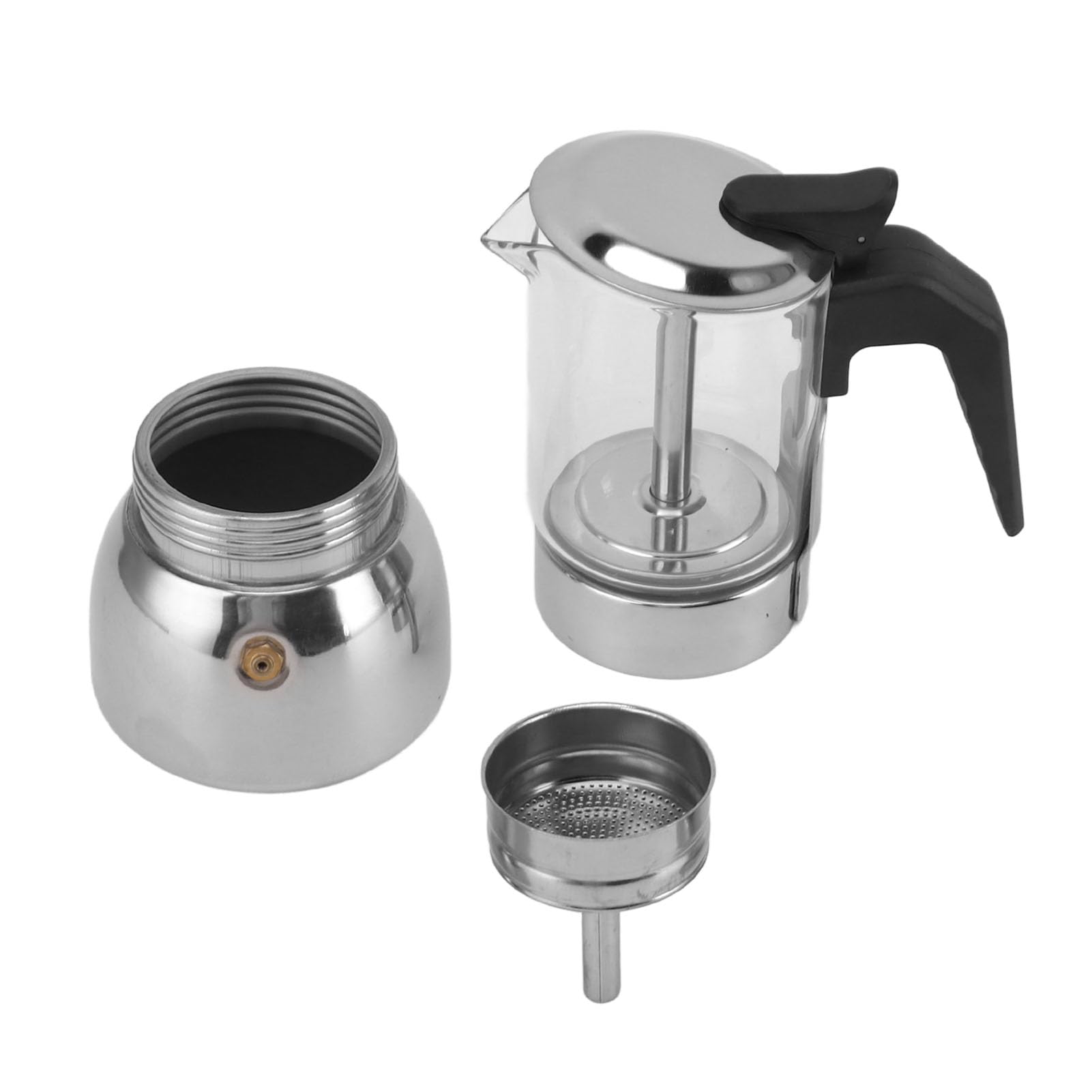 Pot per Fornello, Caffettiera con Design in Vetro Borosilicato (6 | Vetro ad alto borosilicato, acciaio inossidabile 304, compatibile con induzione, manico senza BPA
