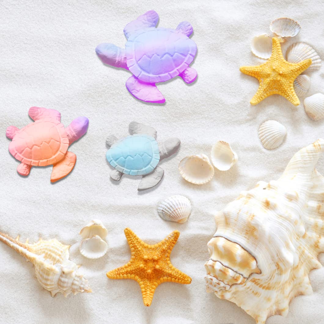 Rolin Roly 4Pcs Fondant Sea Turtle Cake Molds Tortoise Silicone Mold Sea Animal Mould Pink Reusable Moulds for DIY Christmas Chocolate Candy Decorations - Image 3