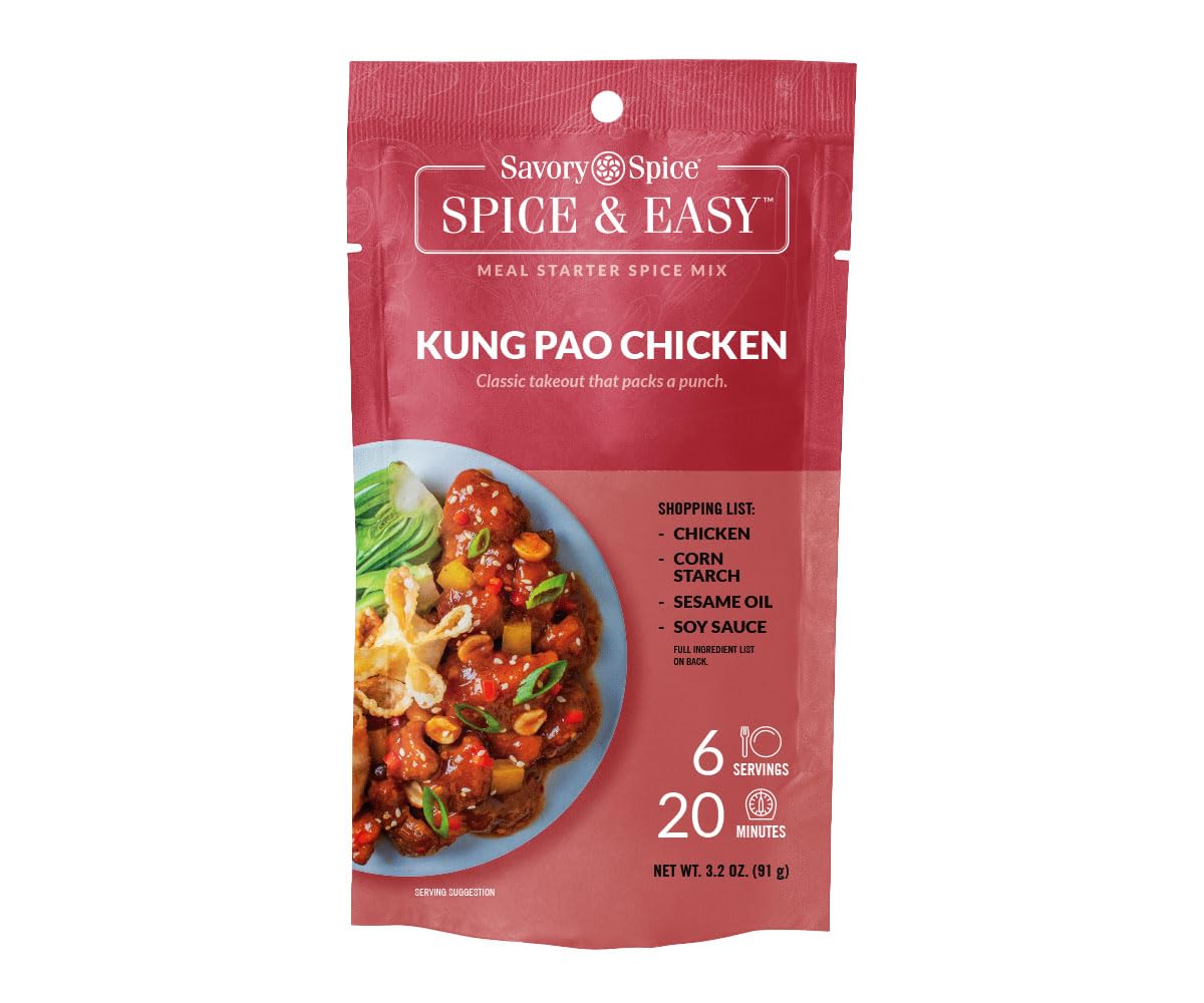 Savory Spice Kung Pao Chicken Spice & Easy Meal Starter Spice Mix | Quick Kung Pao Chicken Kit & Seasoning Mix (Net: 3.2 oz)