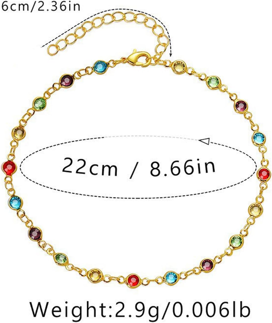 Nojess Gold Silver Ankle Bracelets for Women 18K Gold Anklets for Women Pearl Ankle Bracelet Colorful Crystal Cubic Zirconia Anklets Bracelets Non Tarnish Summer Beach Jewelry Gift - Image 7