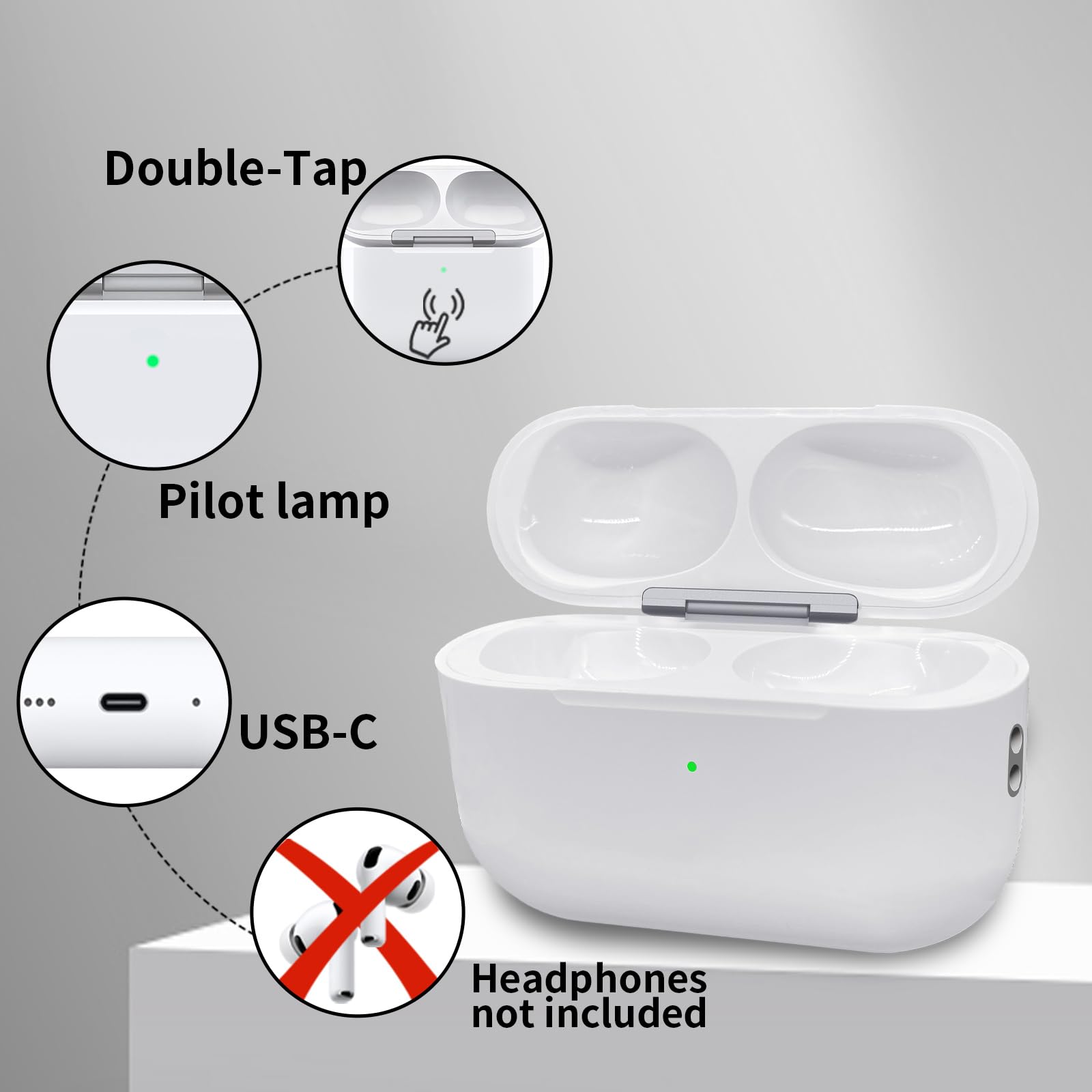 Custodia di ricarica di ricambio per AirPods Pro 3, batteria da 680 mAh con ricarica wireless, facile accoppiamento Bluetooth e finestra pop-up, compatibile solo con auricolari originali