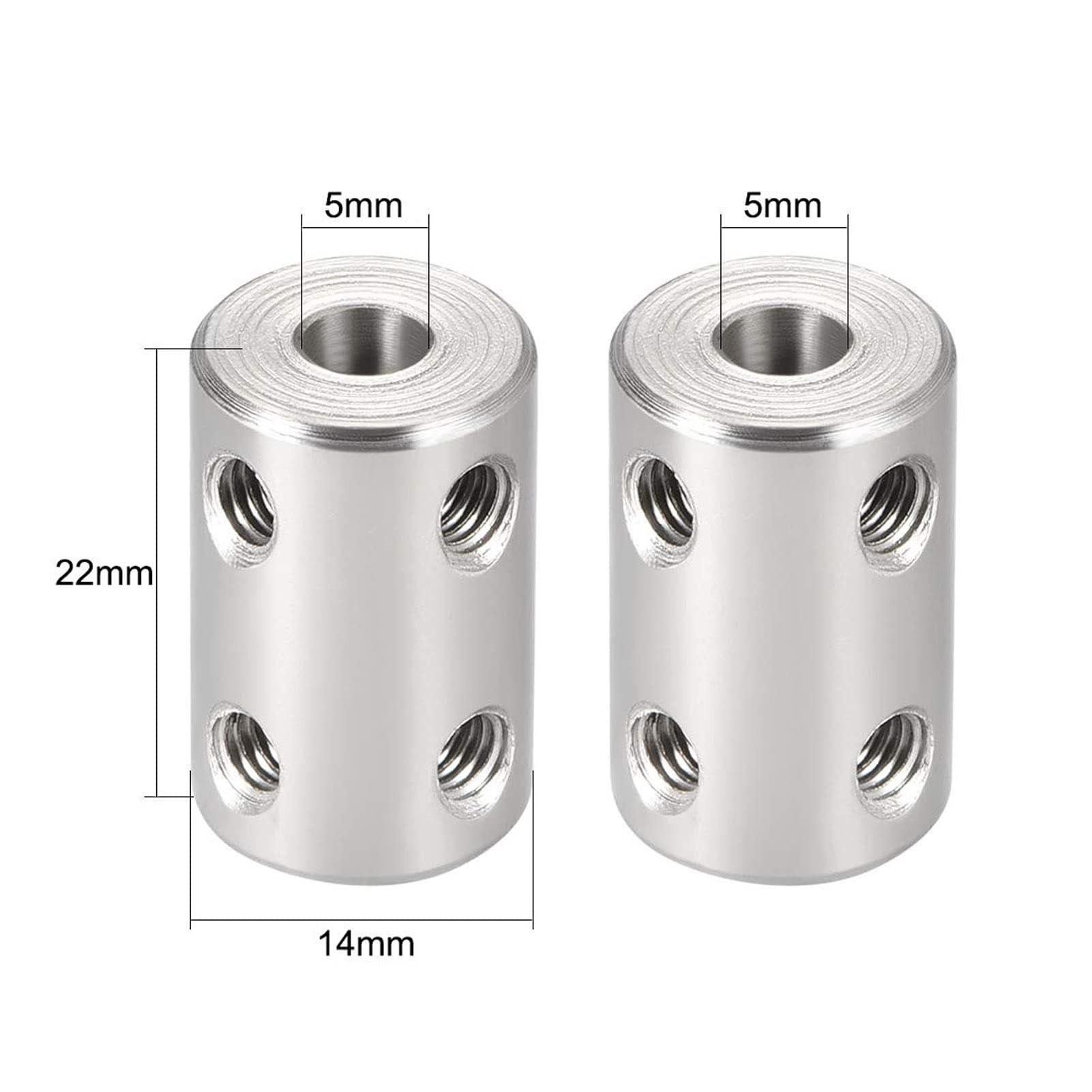 TOP-VIGOR 2pcs 5mm To 8mm Shaft Coupling Set Screw, Stainless Steel Bore Rigid Shaft Coupler D14mm X L22mm For CNC Machine, 3D Printer, Motor Accessories Or DIY