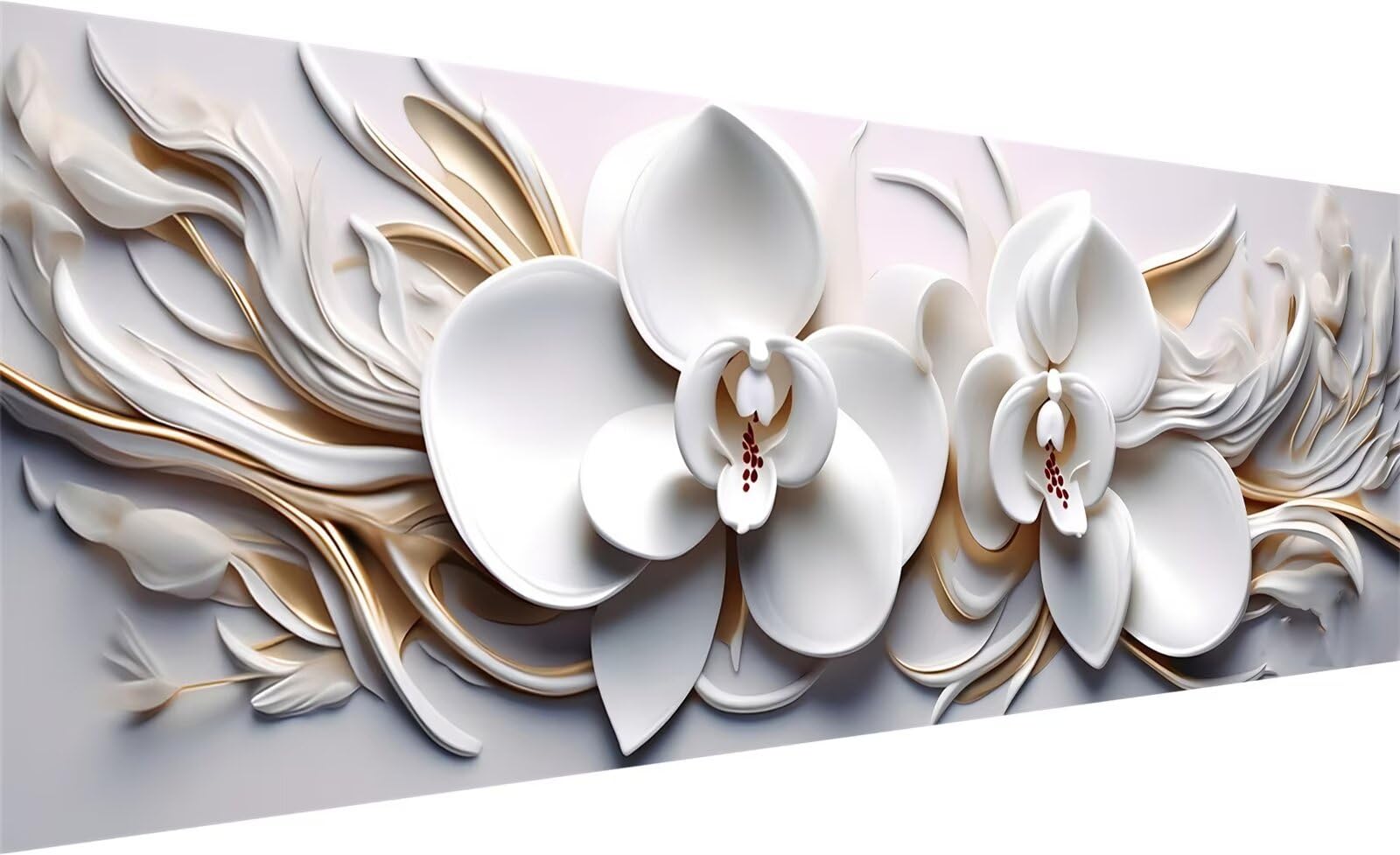 Diamond Painting, Diamant Painting Bilder Orchidee, DIY Diamant Kunst Malerei Stickerei Set, Diamant Malen nach Zahlen Erwachsene, Weiß Diamond Painting Set für Home Wanddeko Geschenk 210x70cm H-6