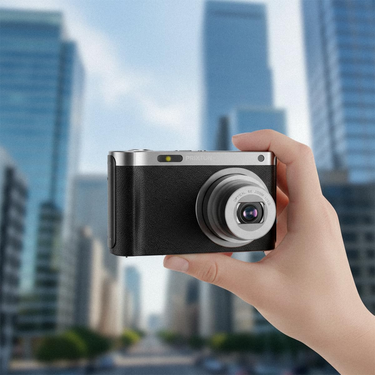 PRIXTON Cámara Digital 4K UHD 64MP Discovery DC650, Cámara de Fotos con Wi-Fi y App, Estabilización Anti-Shake, Detección Facial, Zoom Óptico 6X, Pantalla IPS 2,88", USB-C, MicroSD hasta 256 GB