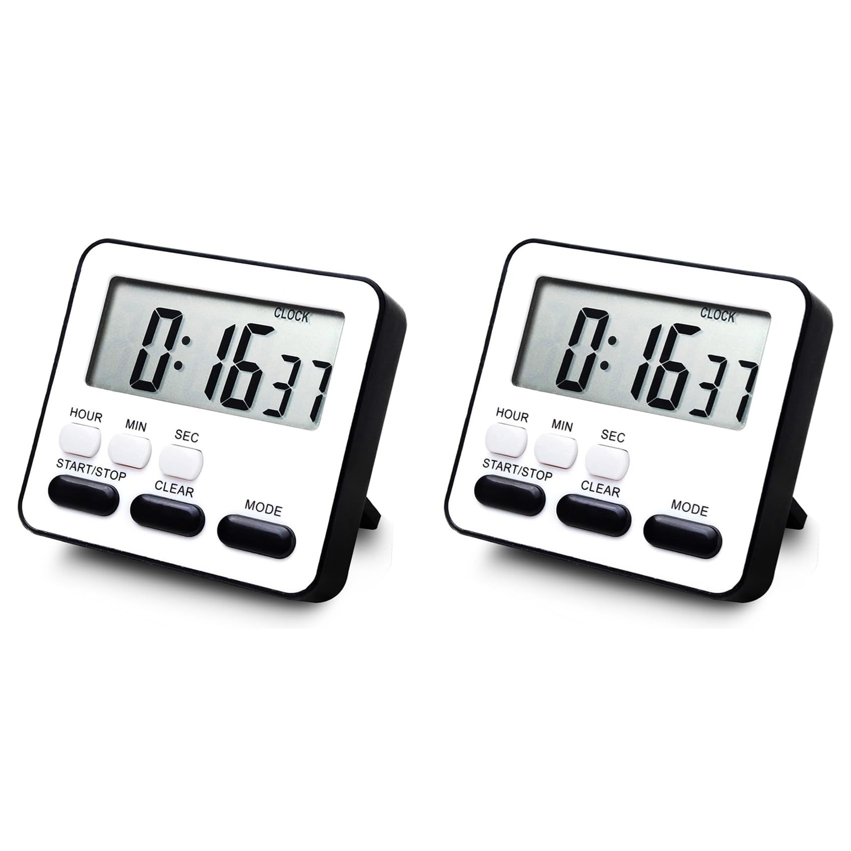 Hndhbfgrt 2X Kitchen Timer Count Down Count Up,Multifunctional Alarm Clock,Desk Clock,Black