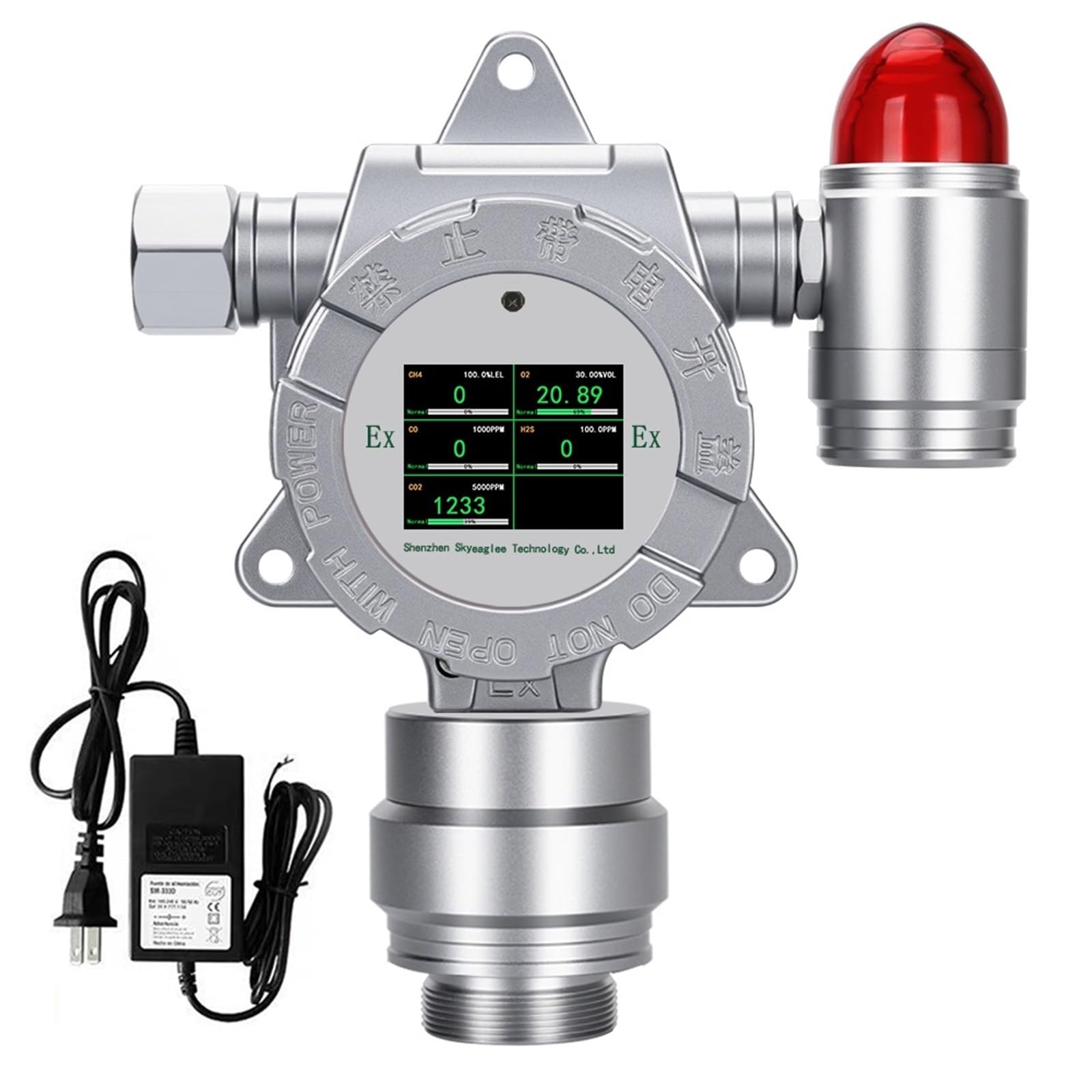 Alarm wycieku gazu 5 w 1 online CH4 SO2 NH3 Detektor stężenia gazu VOC NO Alarm wykrywający Czujnik CO2 O2 CL2 EX Analizator online(EX.O2.CO.H2S.CO2)