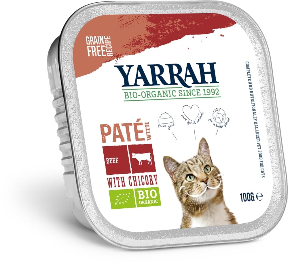 Yarrah Bio Pâté au Bœuf avec Chicorée pour Chat 100 g